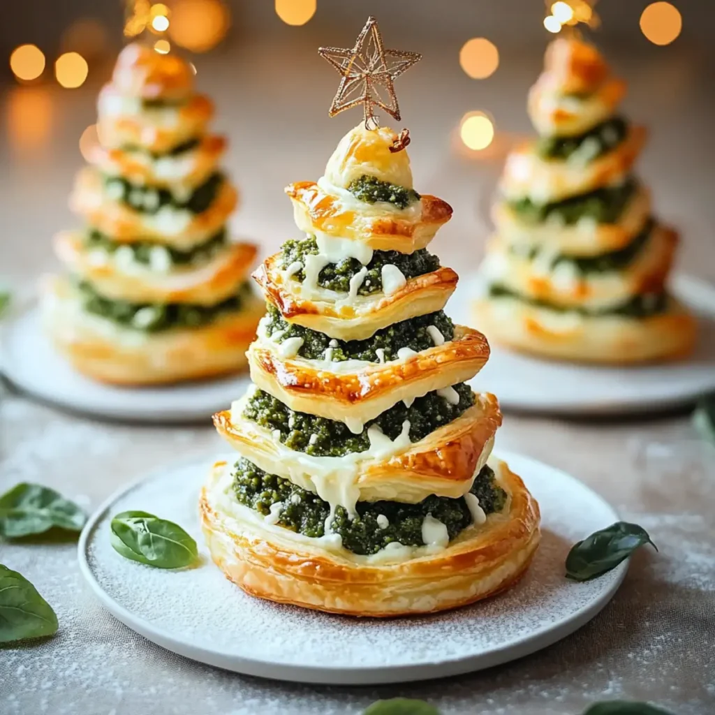 Basil Pesto Cheesy Puff Pastry Christmas Tree