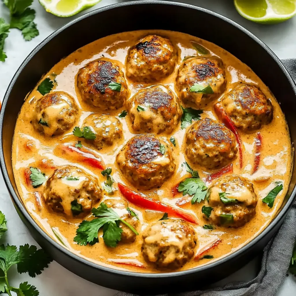 Delicious Thai Chicken Meatballs with Creamy Coconut Sauce Recipe