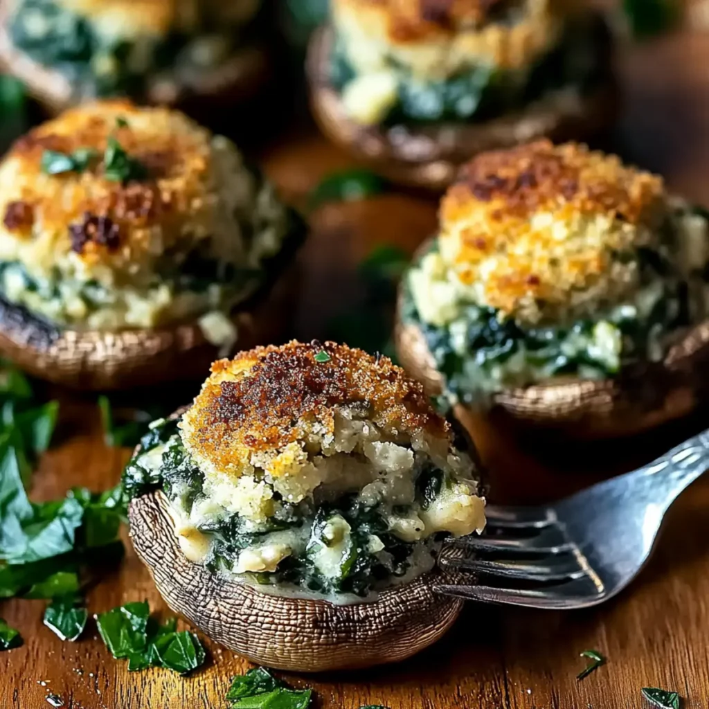 Easy Stuffed Mushrooms with Spinach and Cream Cheese Filling