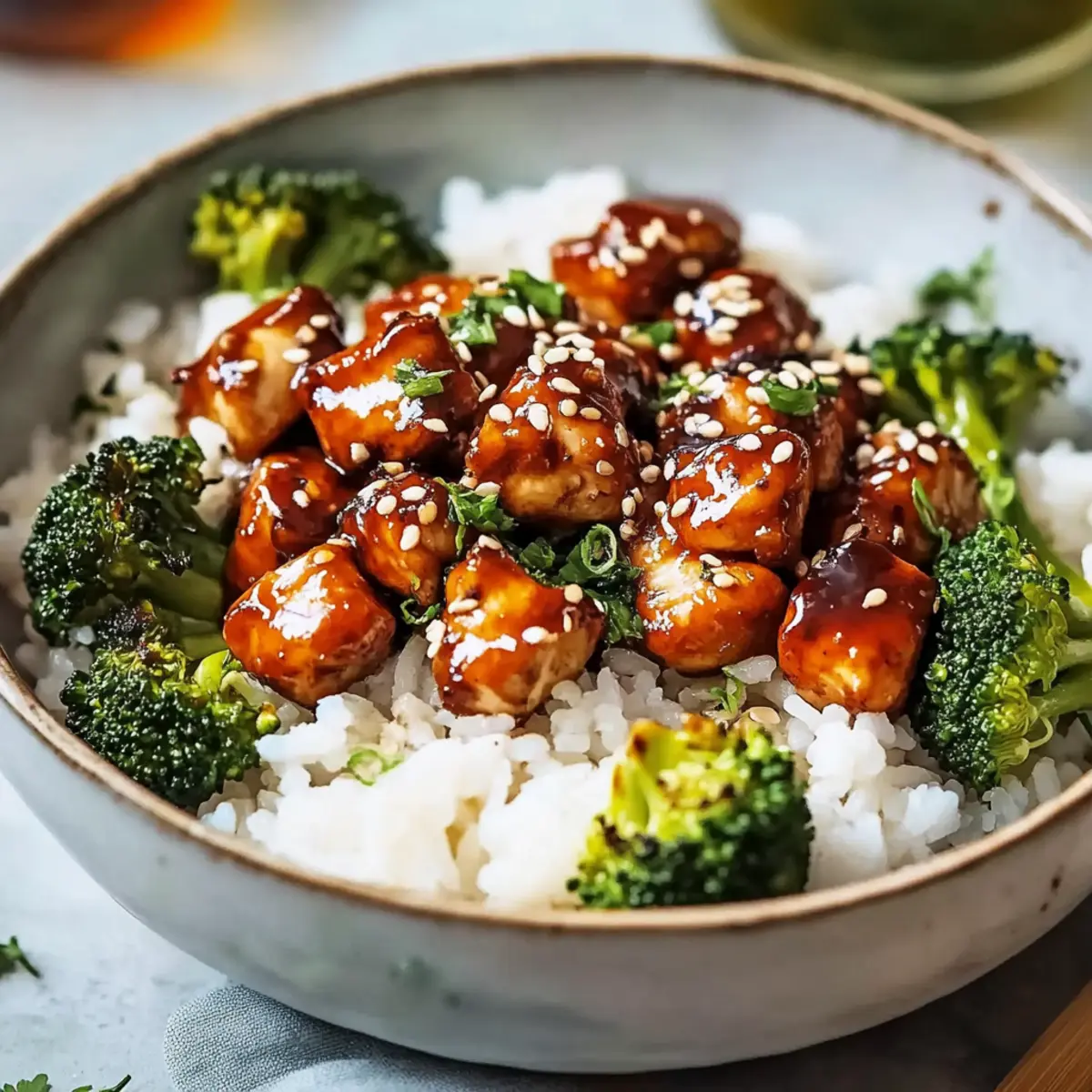 Healthy Sticky Chicken Bowls with Rice and Broccoli Recipe