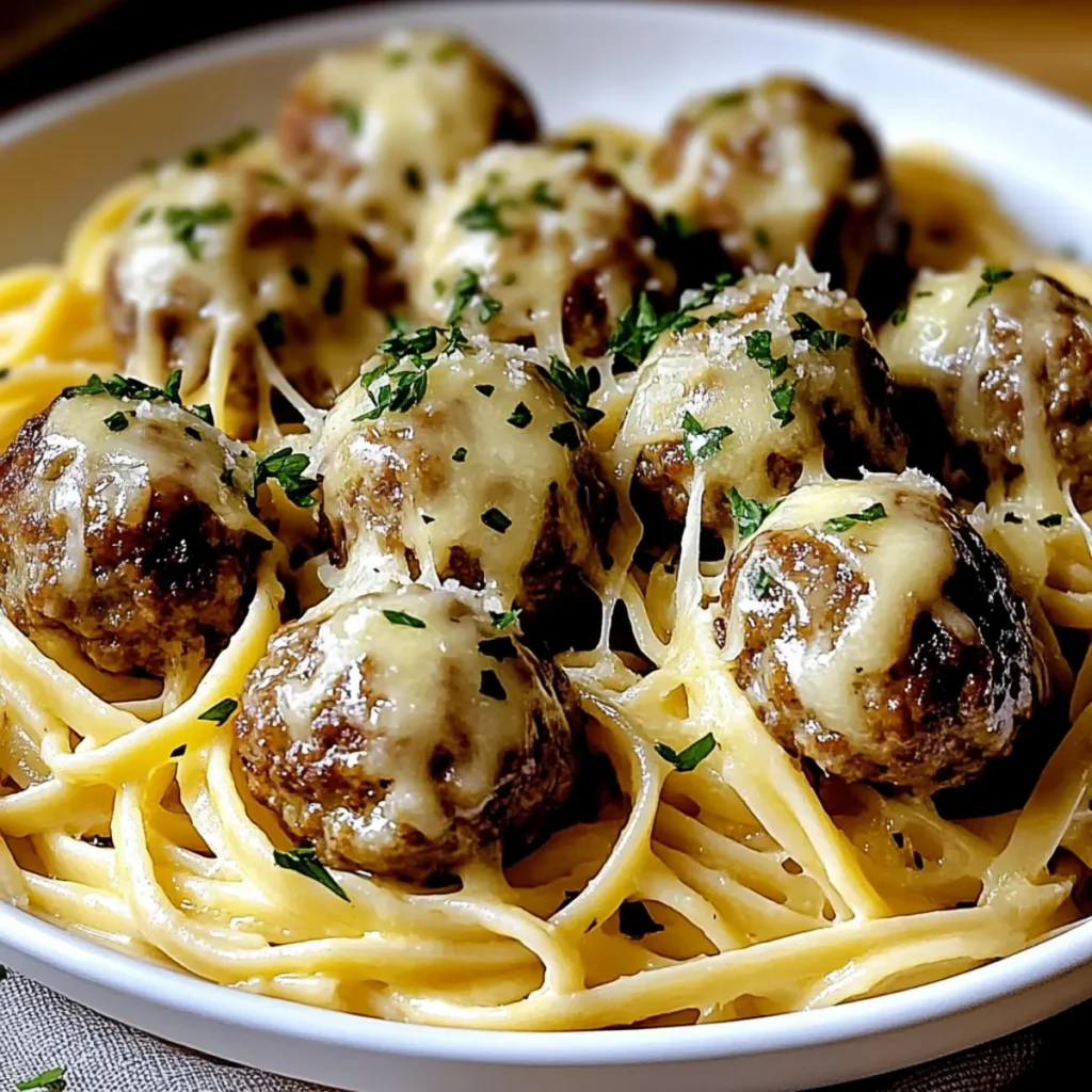 Garlic Butter Meatballs with Parmesan Linguine