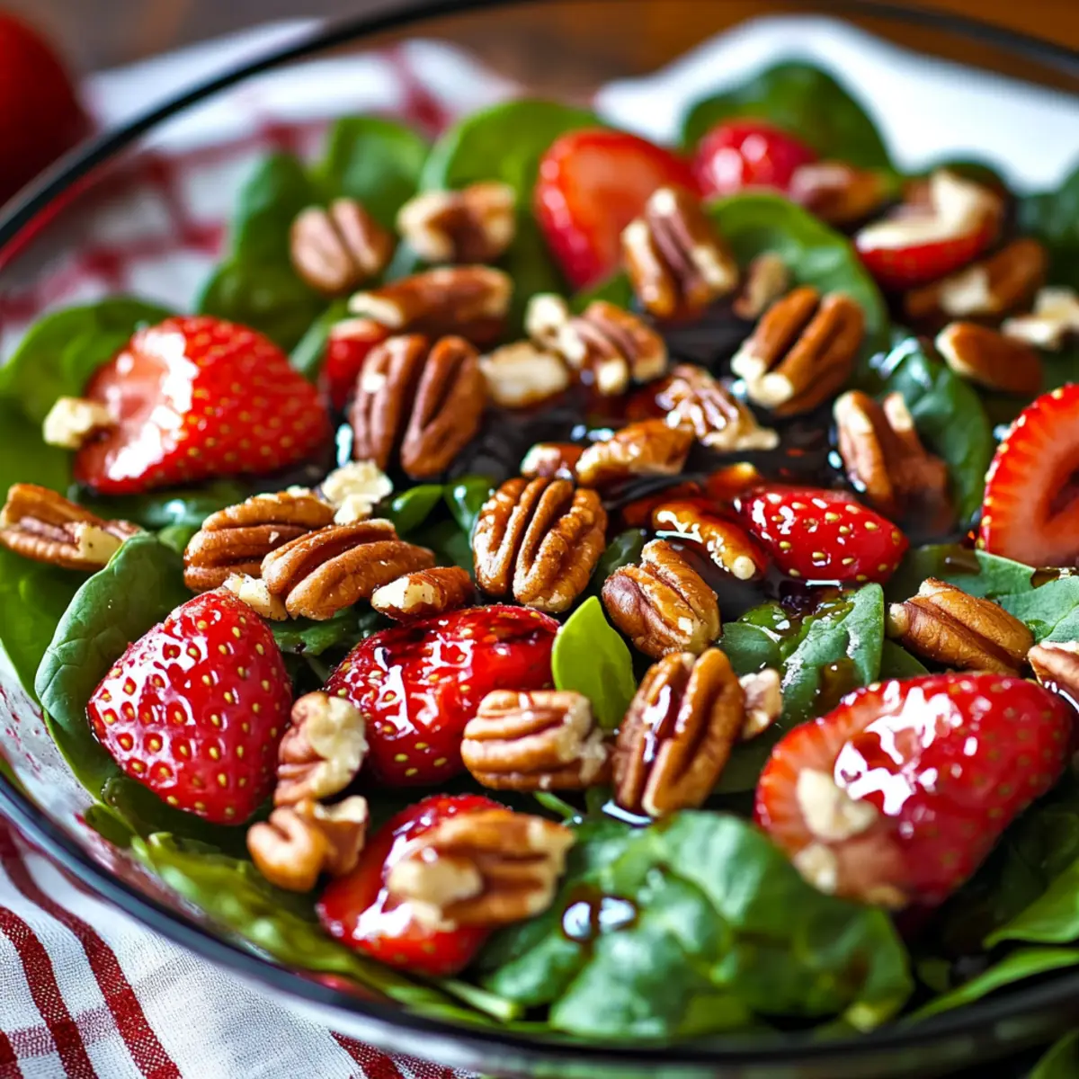 Spinach Strawberry Salad with Pecans and Balsamic Vinaigrette
