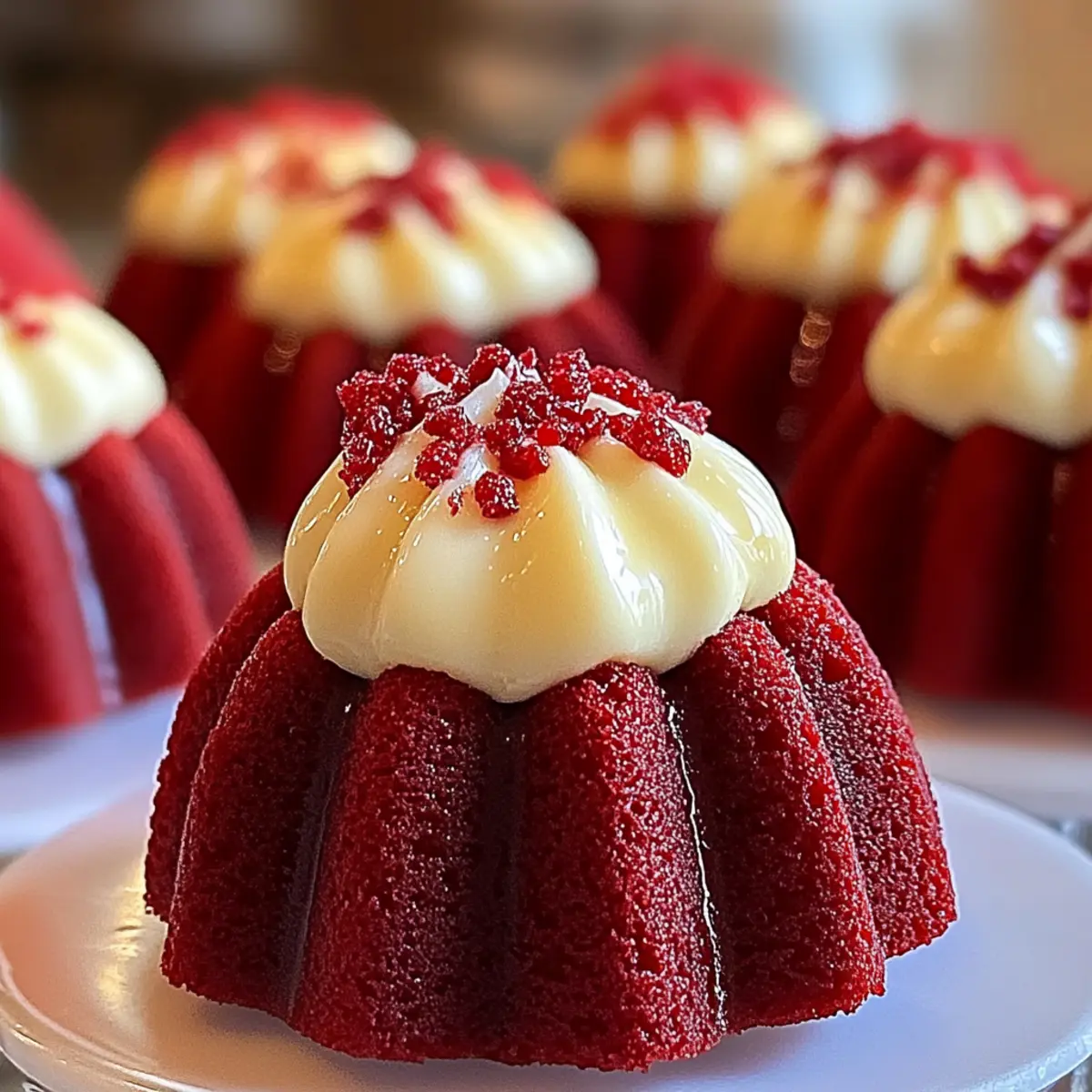 Mini Red Velvet Bundts with Cream Cheese Frosting