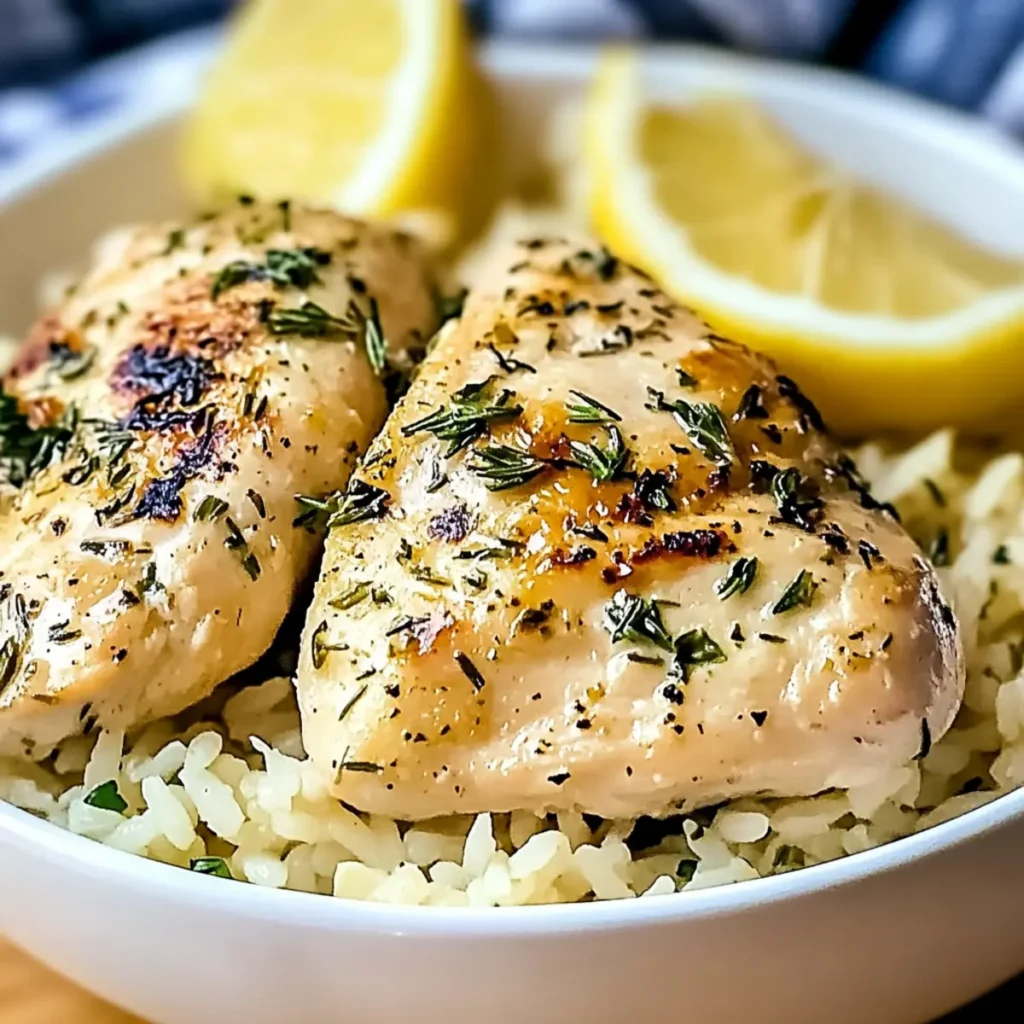 Easy Slow Cooker Lemon Herb Chicken and Rice