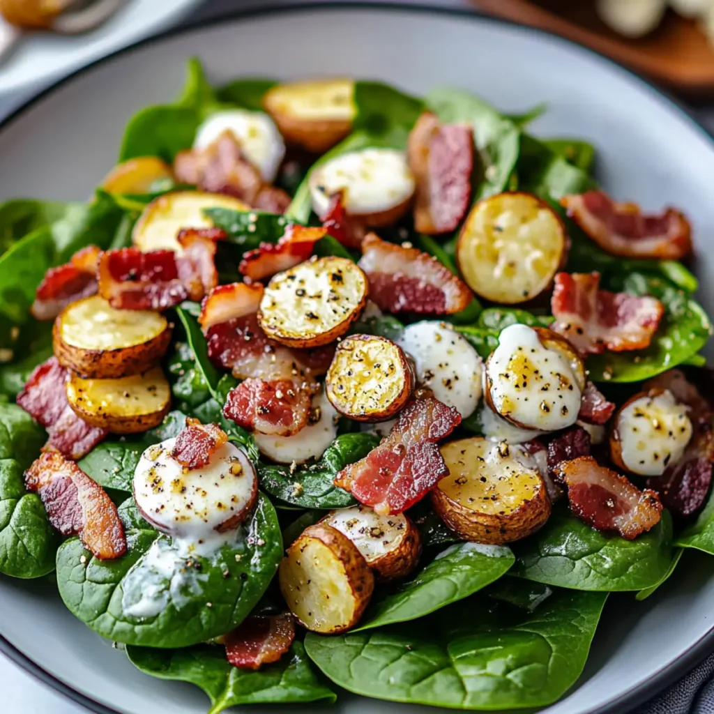 Spinach Salad with Warm Bacon Dressing