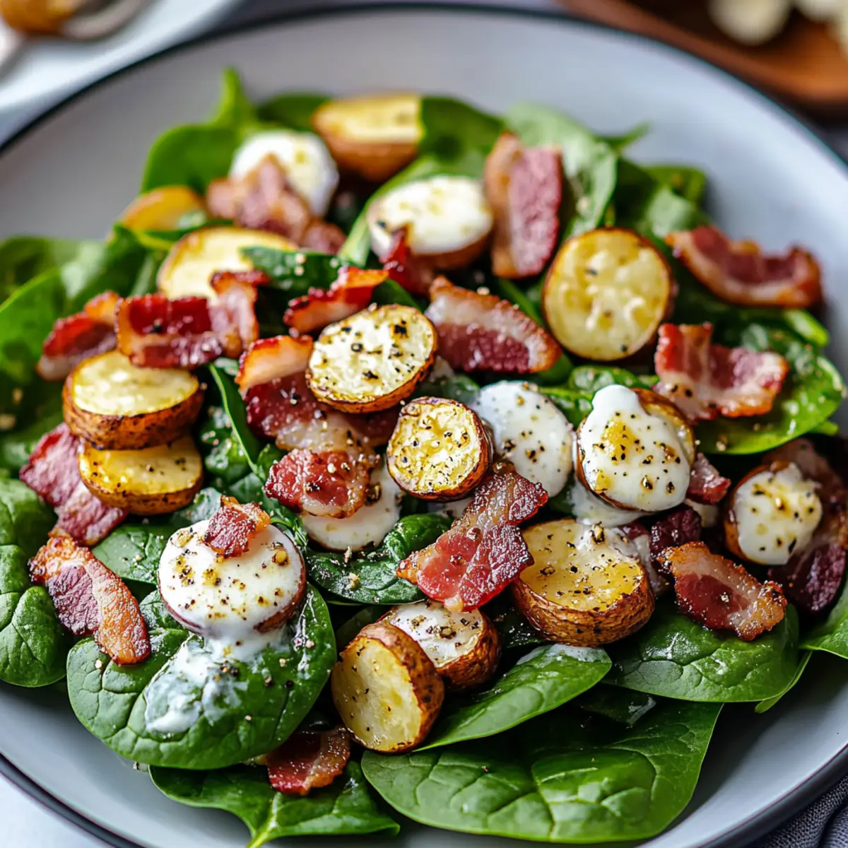 Spinach Salad with Warm Bacon Dressing