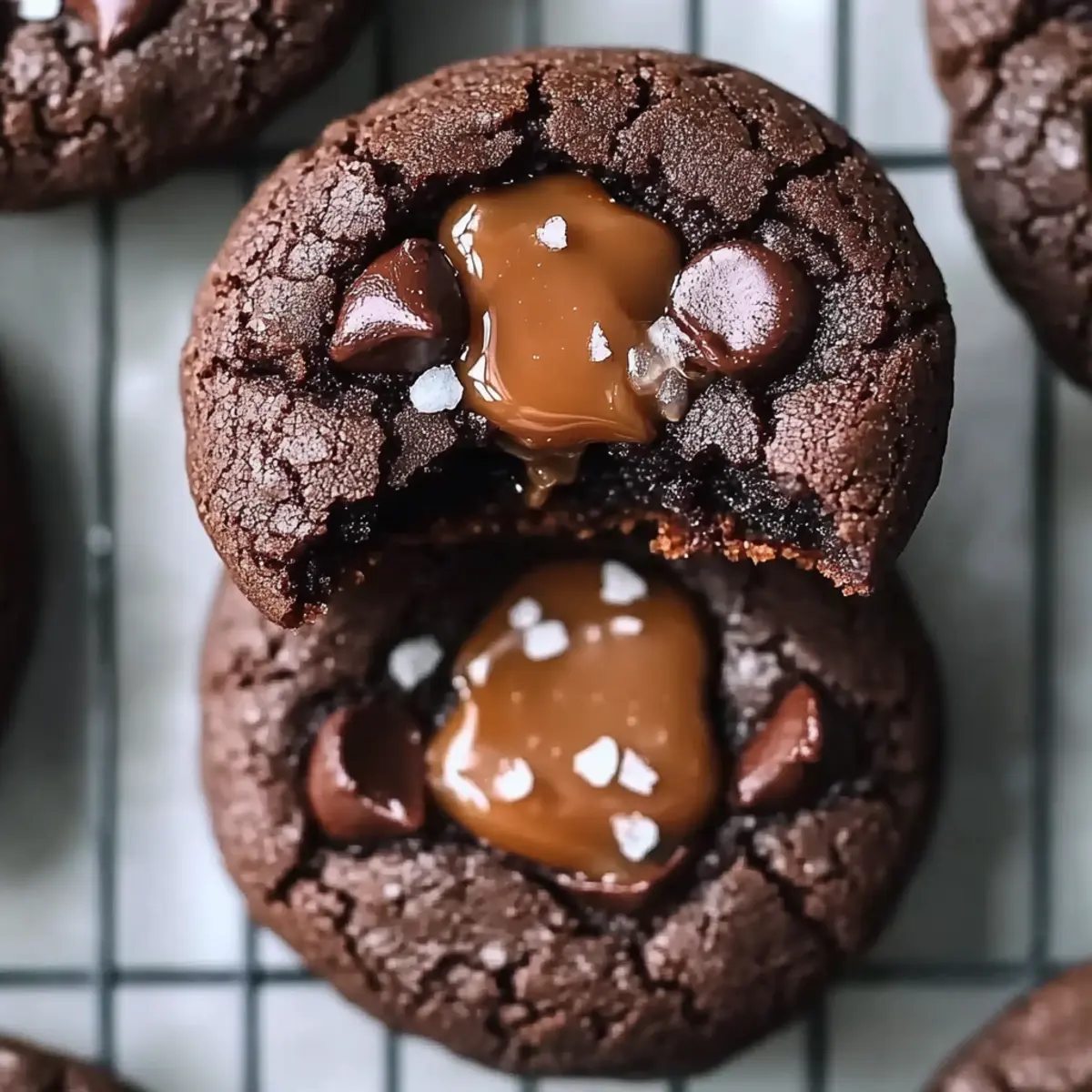 Salted Caramel Stuffed Double Chocolate Cookies