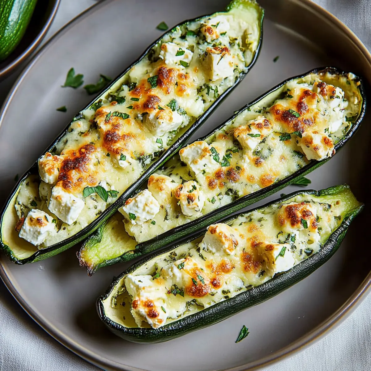 Delicious Cheese Stuffed Zucchini Boats with Feta and Herbs