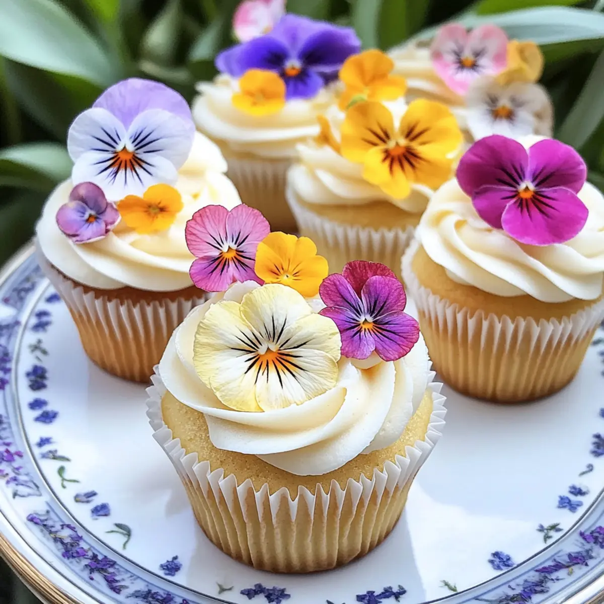Pressed Flower Cupcakes