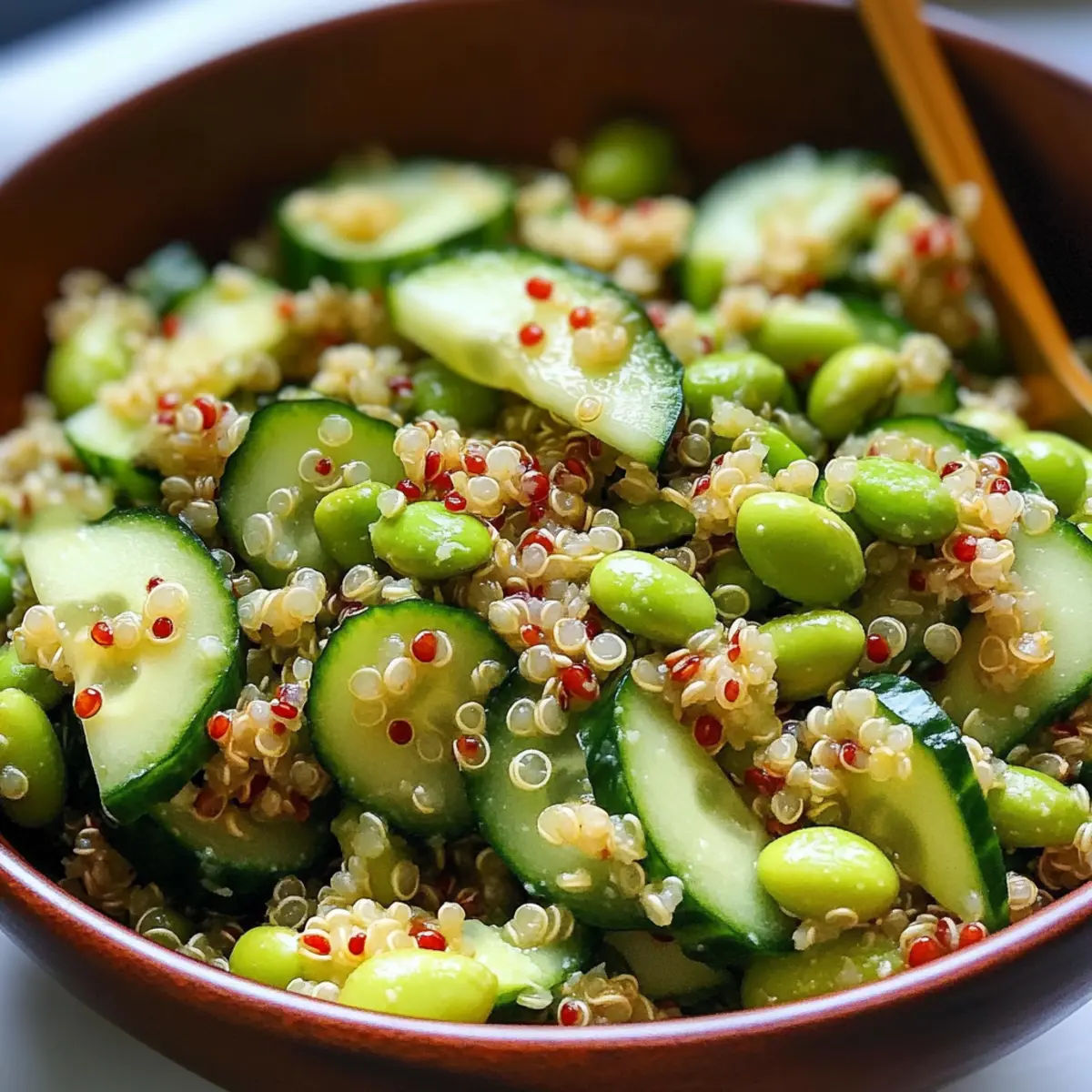 Quinoa Cucumber Avocado Edamame Salad