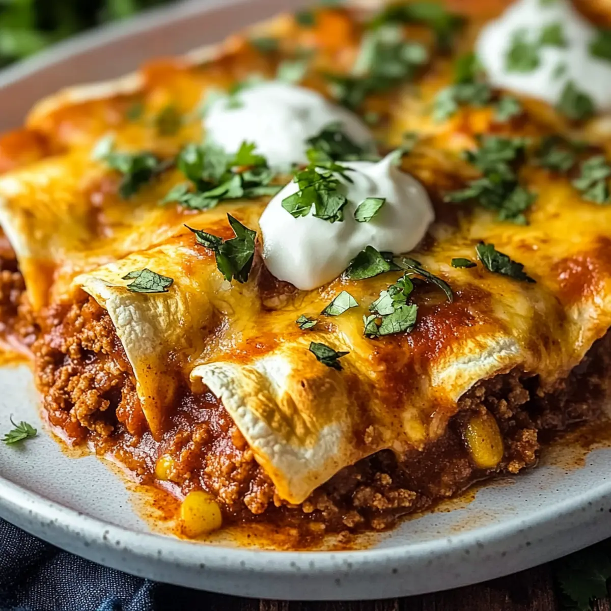 Ground Beef Enchiladas with Red Sauce